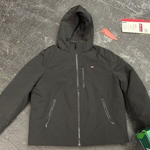 Tommy Hilfiger Men's Charcoal Hooded Windbreaker